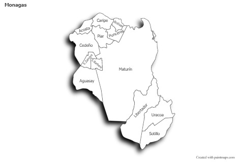 Contoh Peta untuk Monagas (hitam-putih,bayangan)