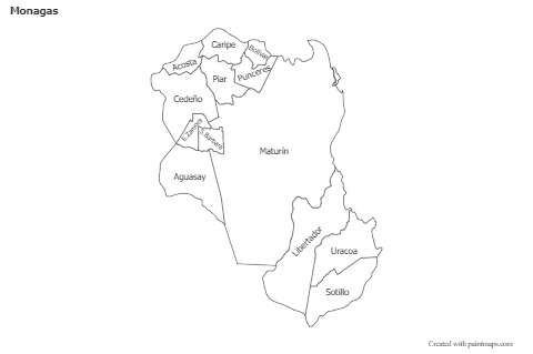 Contoh Peta untuk Monagas (hitam-putih)