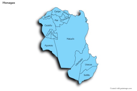 Contoh Peta untuk Monagas (biru,bayangan)