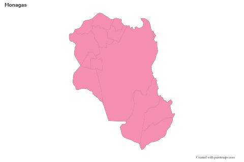 Contoh Peta untuk Monagas (merah jambu,garis besar)