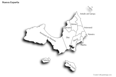 Sample Maps for Nueva Esparta (black-white,shadowy)