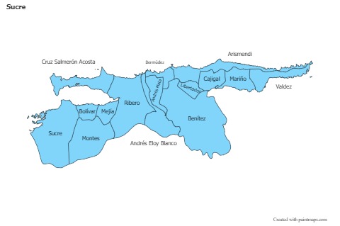 Sucre için Örnek Haritalar (mavi)