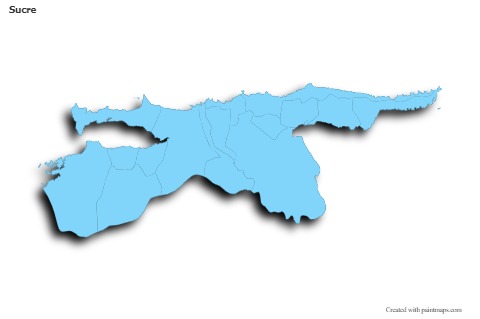 Sucre için Örnek Haritalar (mavi,anahat,gölgeli)