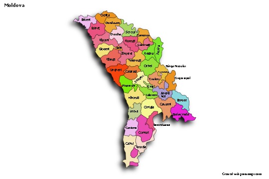 Sample Maps for Moldova (colored,shadowy)