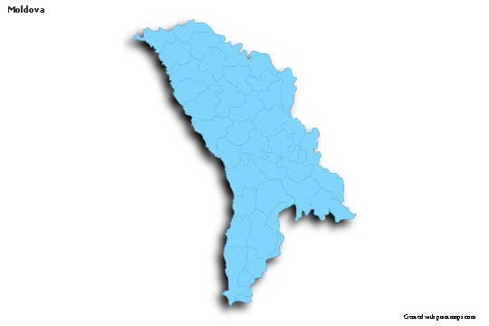 Sample Maps for Moldova (blue,outline,shadowy)