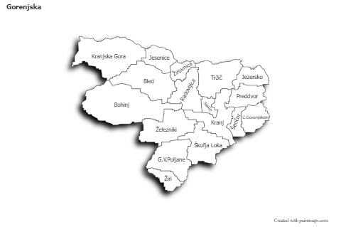 Sample Maps for Gorenjska (black-white,shadowy)