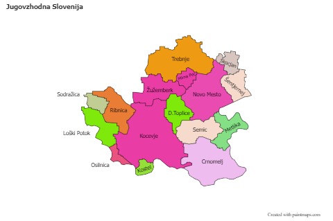 Contoh Peta untuk Jugovzhodna Slovenija (berwarna)