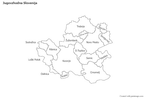 Contoh Peta untuk Jugovzhodna Slovenija (hitam-putih)