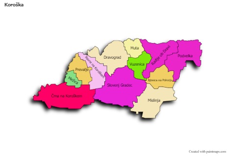 Sample Maps for Koroška (colored,shadowy)