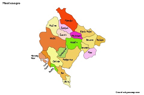 Contoh Peta untuk Montenegro (berwarna)