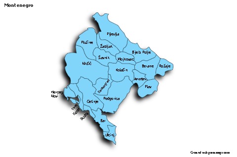 Contoh Peta untuk Montenegro (biru,bayangan)