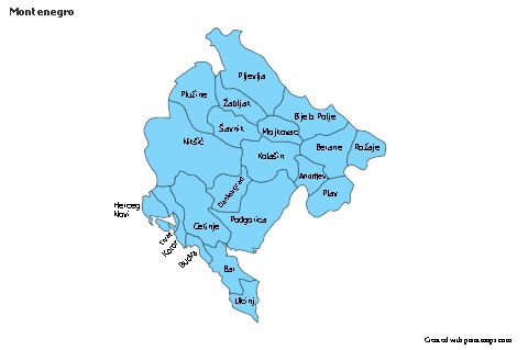 Contoh Peta untuk Montenegro (biru)