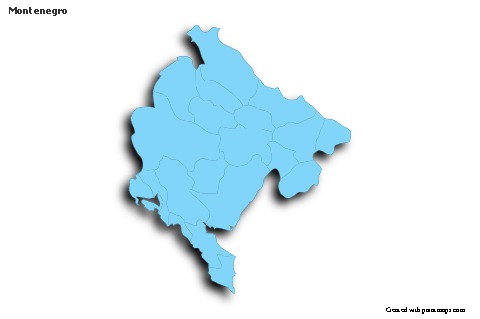 Contoh Peta untuk Montenegro (biru,garis luar,bayangan)