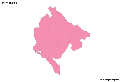 Contoh Peta untuk Montenegro (merah jambu,garis besar)