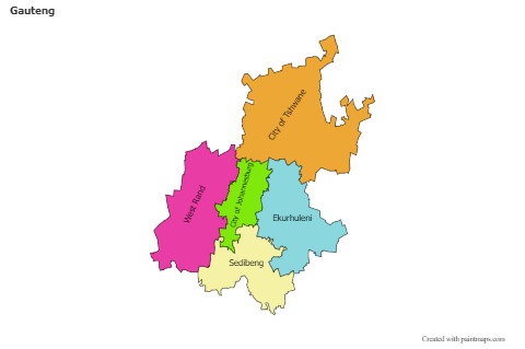 Mapas de muestra para Gauteng (coloreado)