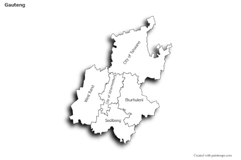 Mapas de muestra para Gauteng (blanco-negro,sombrío)