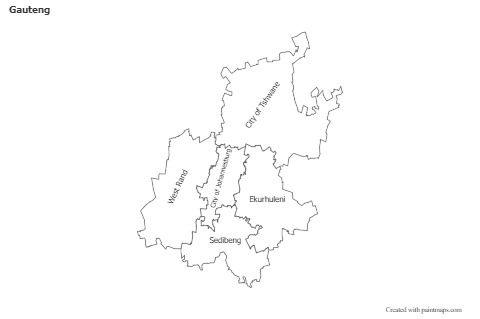 Mapas de muestra para Gauteng (blanco-negro)