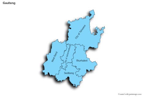 Mapas de muestra para Gauteng (azul,sombrío)