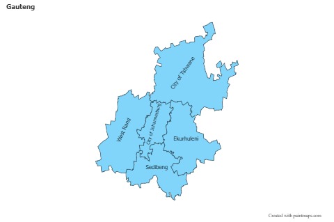 Mapas de muestra para Gauteng (azul)