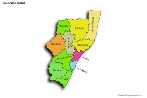Contoh Peta untuk KwaZulu-Natal (berwarna,bayangan)