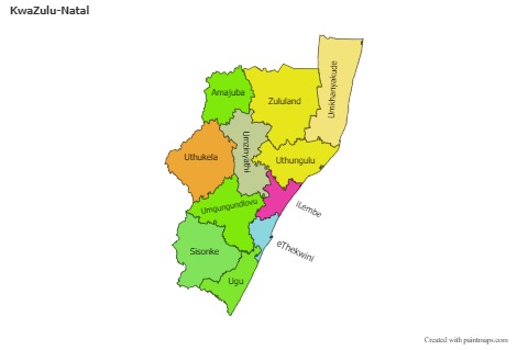 Contoh Peta untuk KwaZulu-Natal (berwarna)