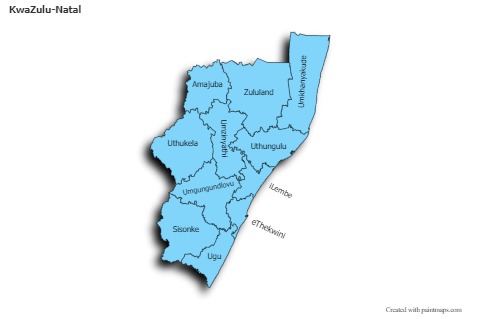 Contoh Peta untuk KwaZulu-Natal (biru,bayangan)