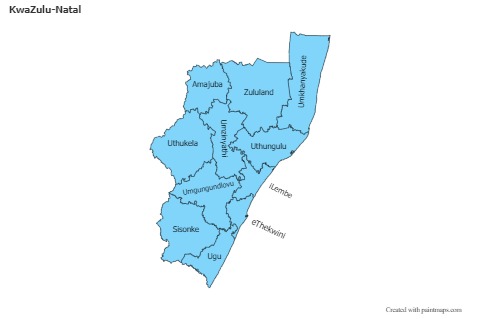 Contoh Peta untuk KwaZulu-Natal (biru)
