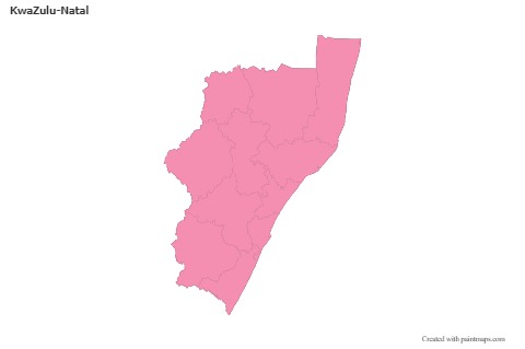 Contoh Peta untuk KwaZulu-Natal (merah jambu,garis besar)