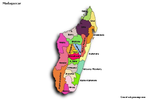 Sample Maps for Madagascar (colored,shadowy)