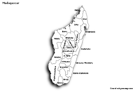Sample Maps for Madagascar (black-white,shadowy)