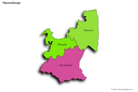 Contoh Peta untuk Mpumalanga (berwarna,bayangan)