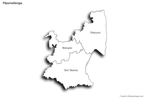 Contoh Peta untuk Mpumalanga (hitam-putih,bayangan)
