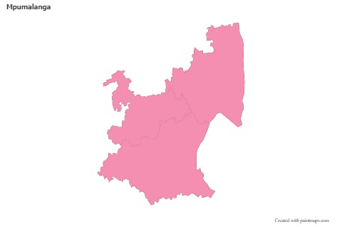 Contoh Peta untuk Mpumalanga (merah jambu,garis besar)
