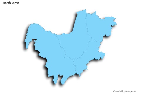 Contoh Peta untuk North West (biru,garis luar,bayangan)