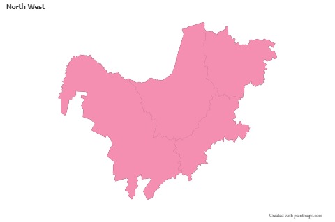 Contoh Peta untuk North West (merah jambu,garis besar)