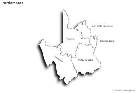 Sample Maps for Northern Cape (black-white,shadowy)