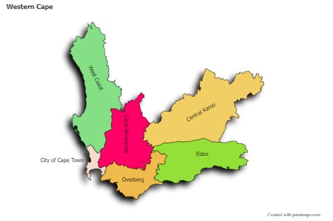Mapas de muestra para Western Cape (coloreado,sombrío)