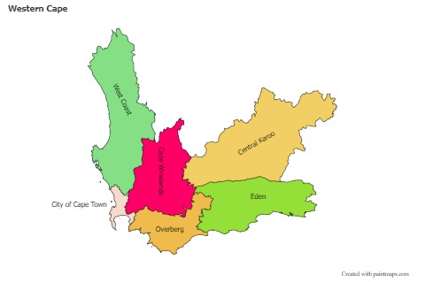 Mapas de muestra para Western Cape (coloreado)