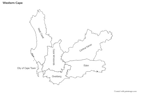 Mapas de muestra para Western Cape (blanco-negro)