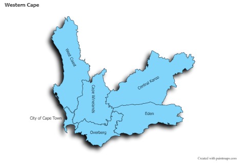 Mapas de muestra para Western Cape (azul,sombrío)