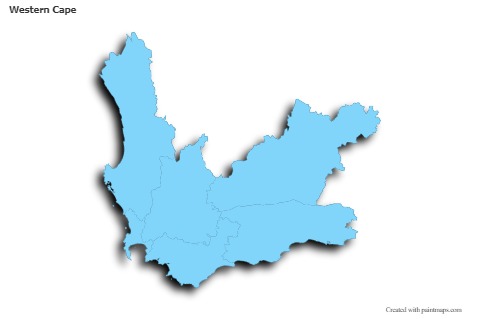 Mapas de muestra para Western Cape (azul,contorno,sombrío)
