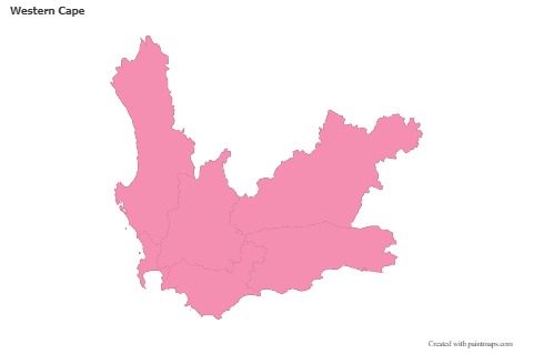 Mapas de muestra para Western Cape (rosa,contorno)
