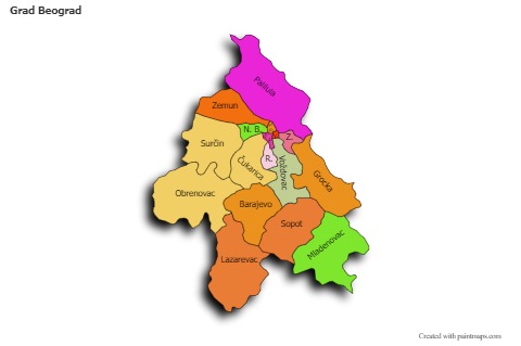 Sample Maps for Grad Beograd (colored,shadowy)