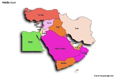Sample Maps for Middle East (colored,shadowy)