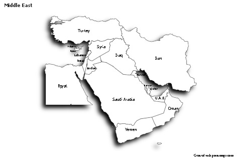 Sample Maps for Middle East (black-white,shadowy)