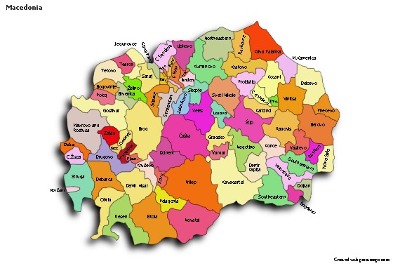 Contoh Peta untuk Makedonia (berwarna,bayangan)