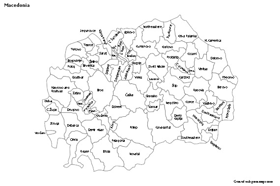 Contoh Peta untuk Makedonia (hitam-putih)