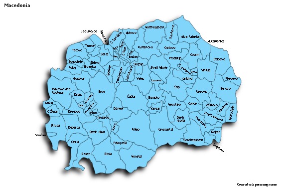 Contoh Peta untuk Makedonia (biru,bayangan)