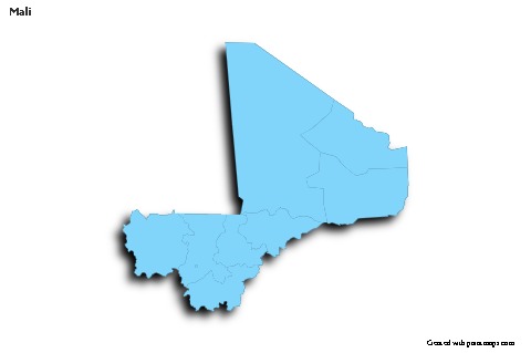 Sample Maps for Mali (blue,outline,shadowy)