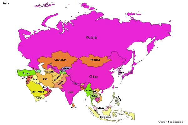 Sample Maps for Asia (colored)